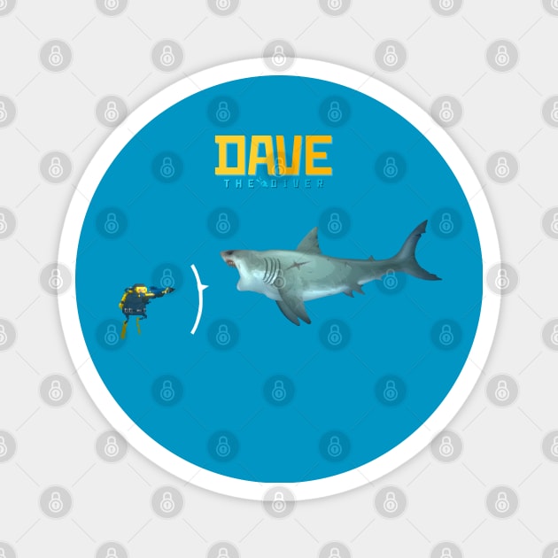 DAVE the diver- Great White Shark Magnet by Buff Geeks Art